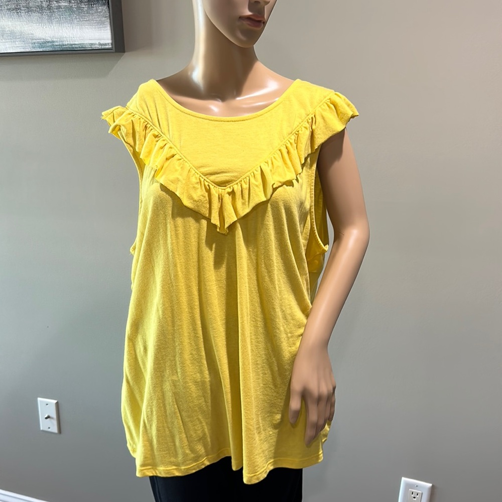 Anthropologie Maeve yellow ruffle tank XL mew with tags
